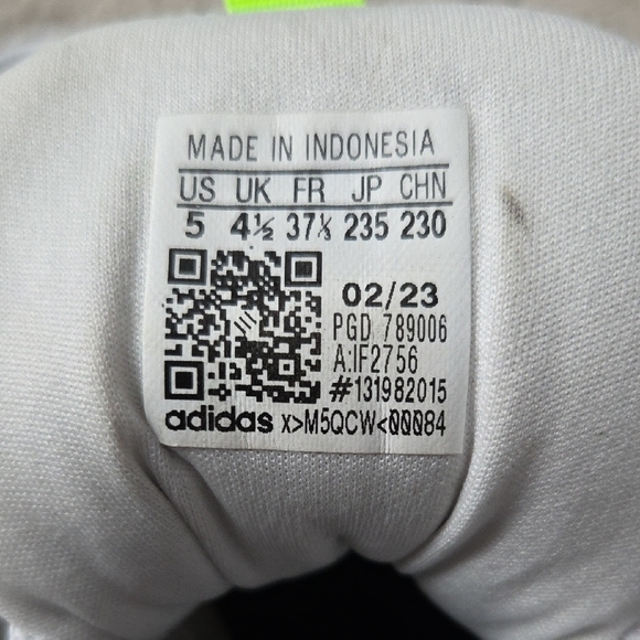 adidas Kids White and Neon Green Sneakers - Picture 8 of 8